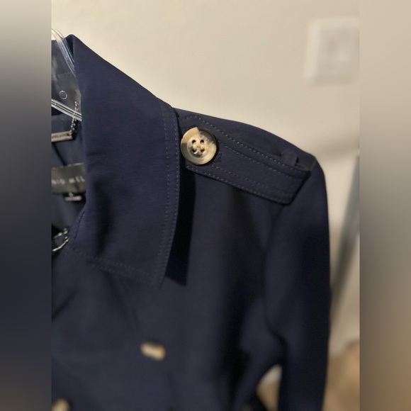 Antonio Melani Navy Blue Trench Coat, Size L - Picture 5 of 9